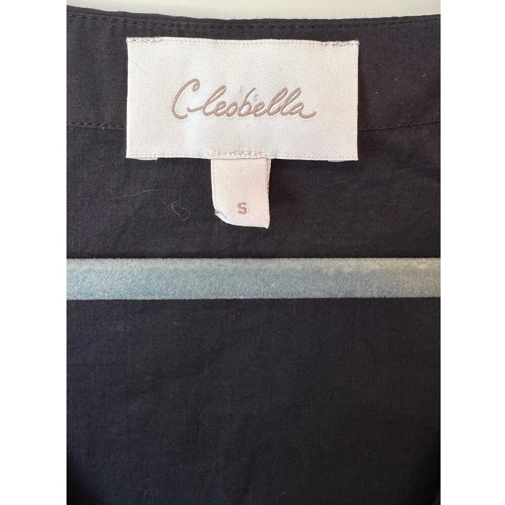 CLEOBELLA Julie Organic Cotton Poplin Lace Midi Dress Sz Small Black Eyelet Boho - Picture 4 of 12